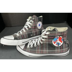 Converse All Star High Top World Peace Mens Shoe Gray Plaid Sneaker 8.5